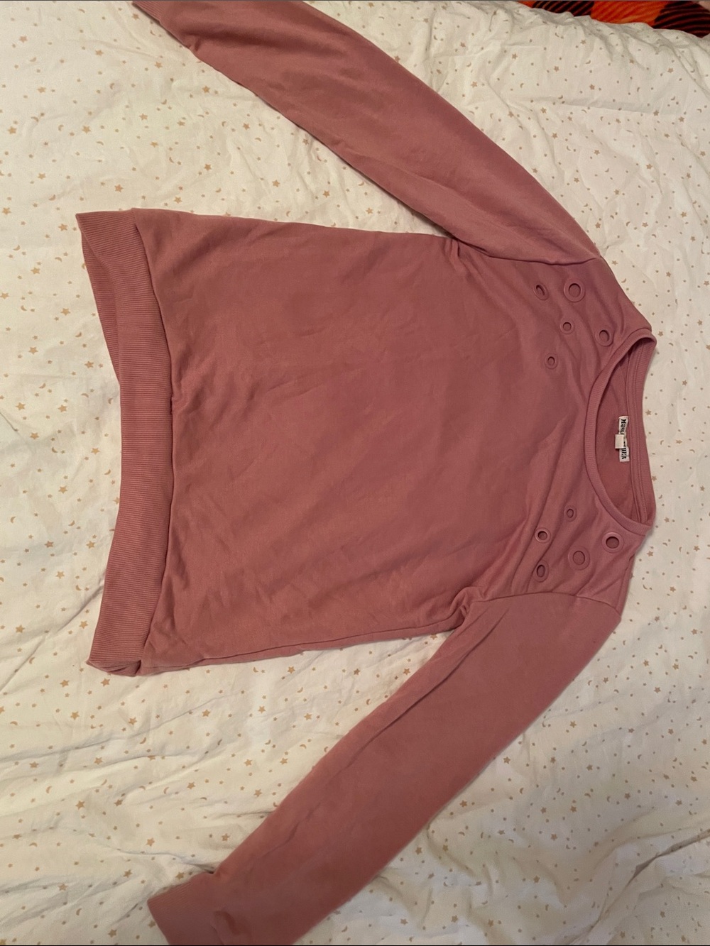 Moral Fiber Ring-Accent Long Sleeve Sweatshirt in Dusty Mauve